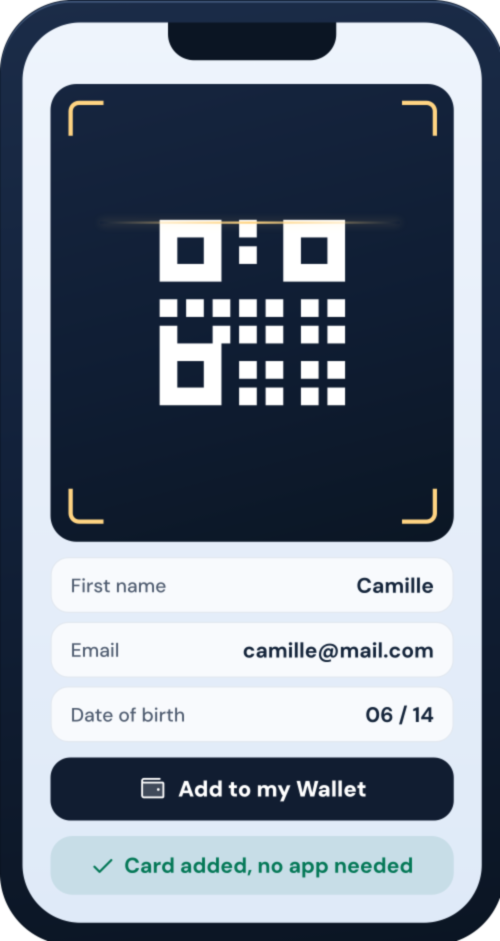 Scanning the QR code to get the digital loyalty card